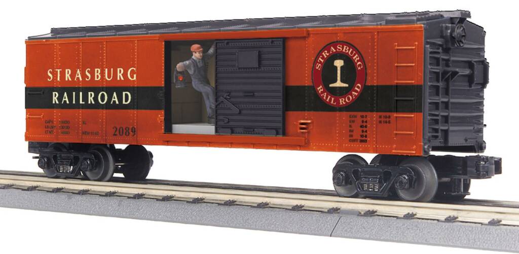 red and black model boxcar