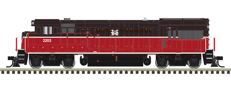Color illustration of N scale diesel in brown and red paint.