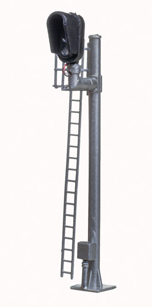 Color photo of modern hooded N scale signal.