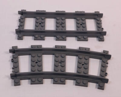 A set of two lego train tracks