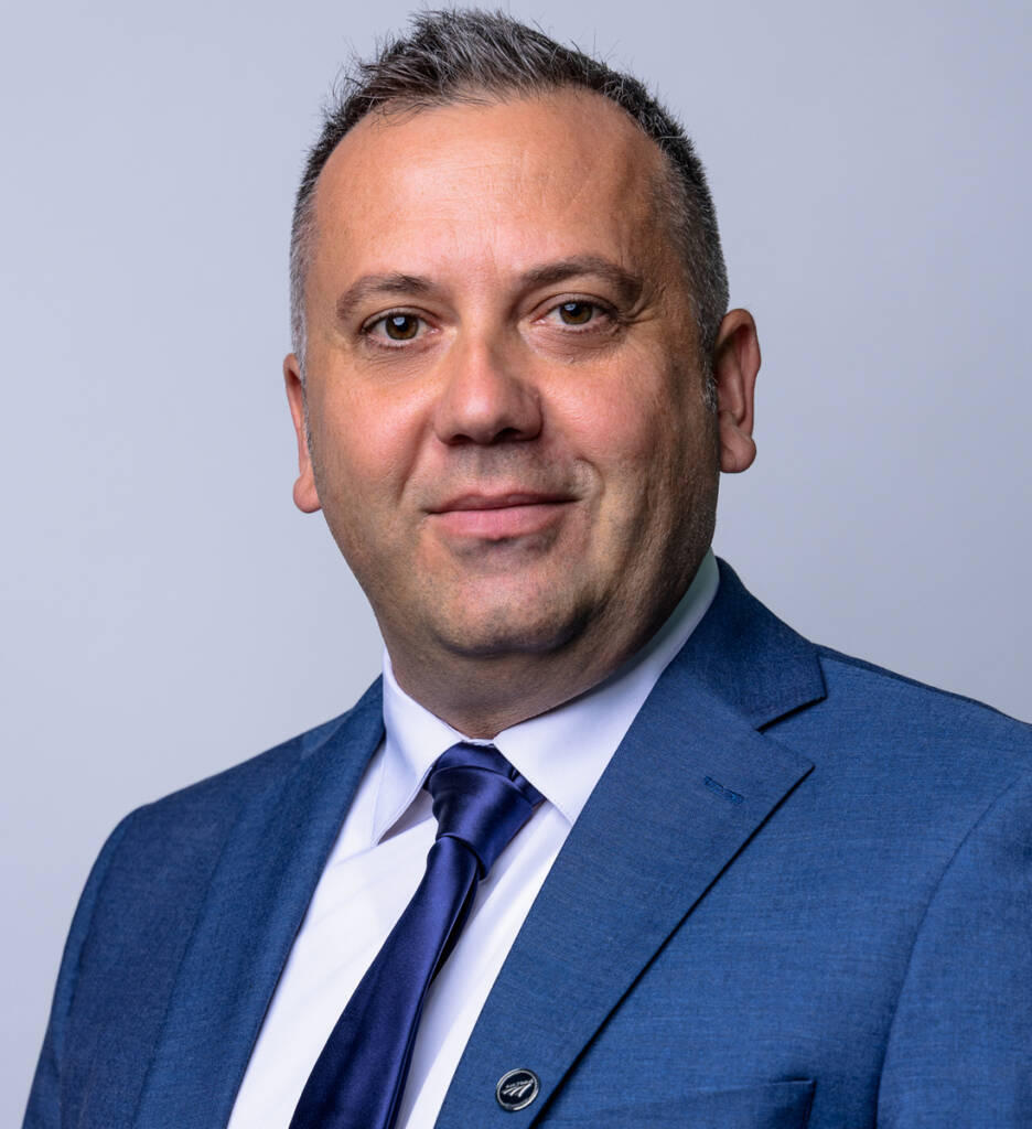 Man in blue suit