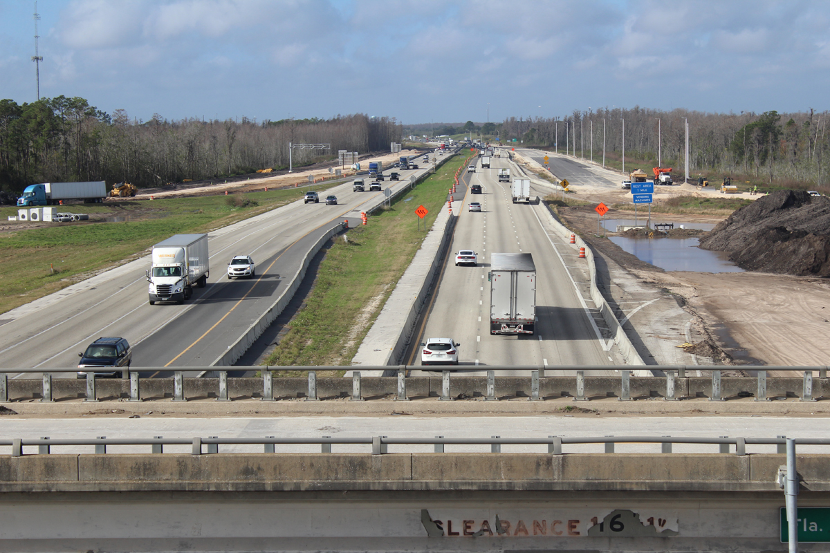 View of construction on interstate highway