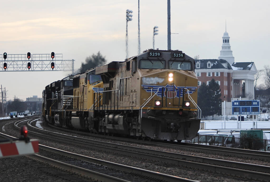 Freight train at dust