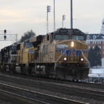 Freight train at dust