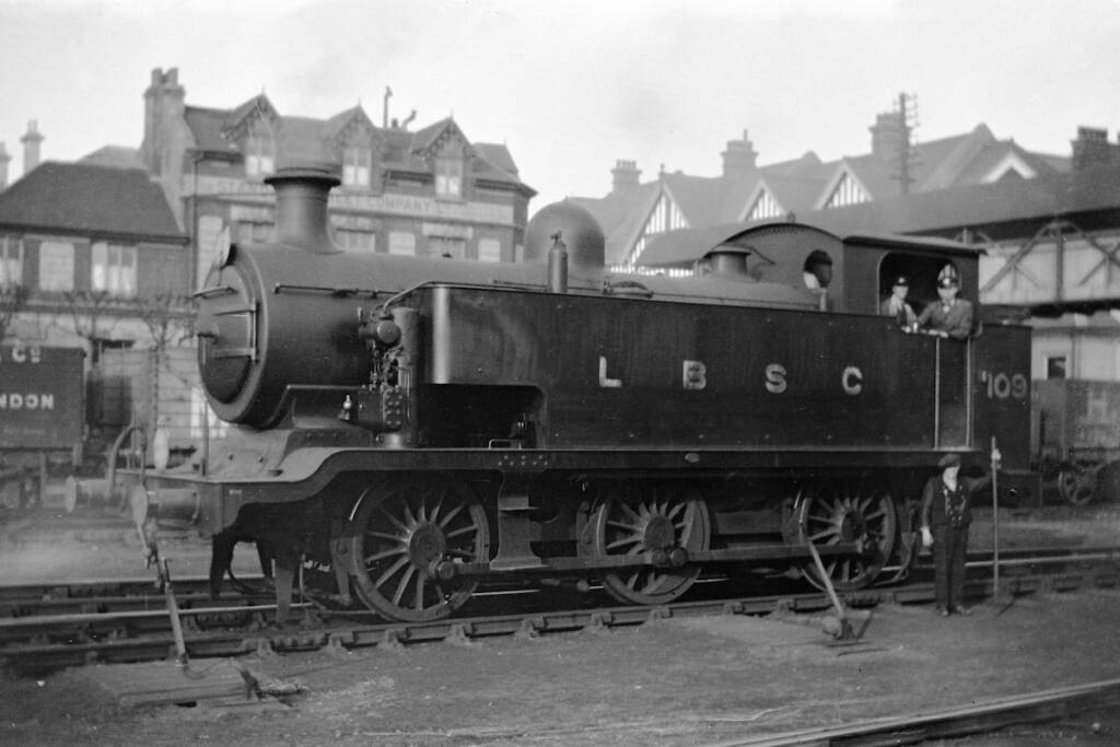 Black and white photo of British tank engine