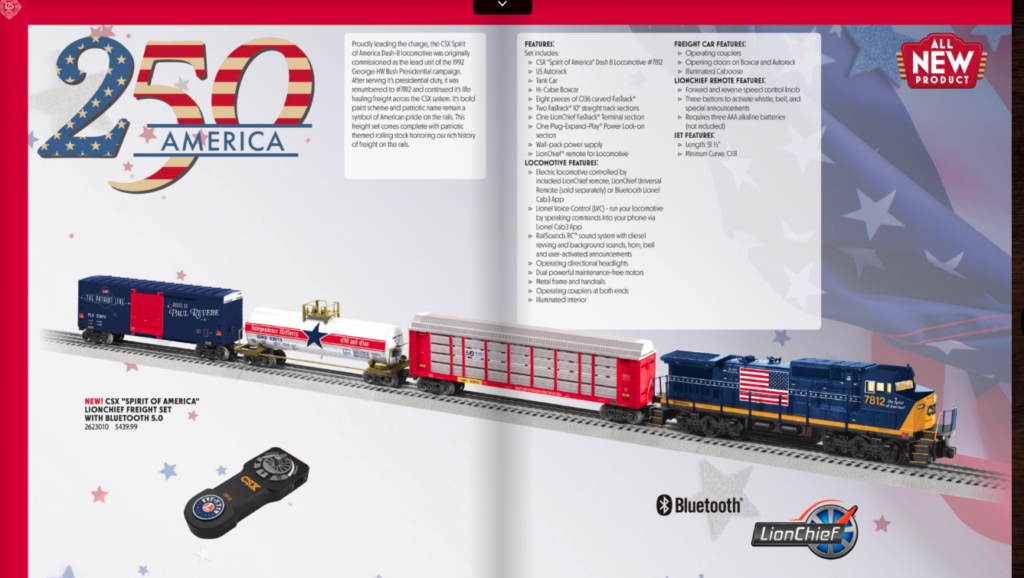catalog page with locomotive set