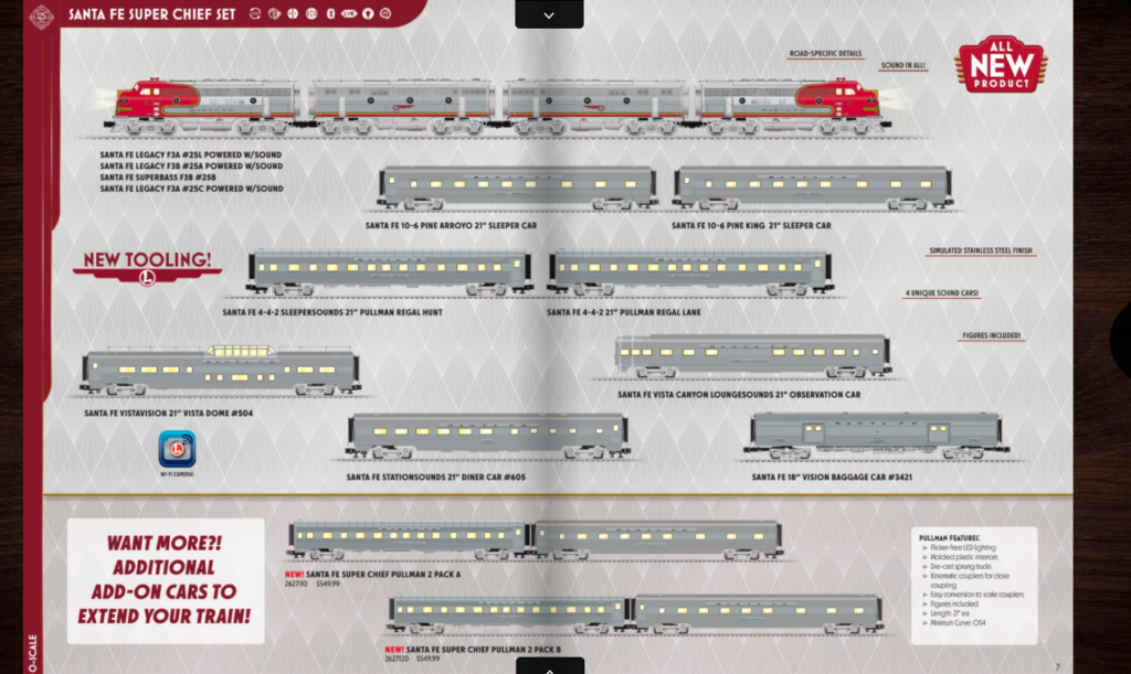 catalog page with toy train set