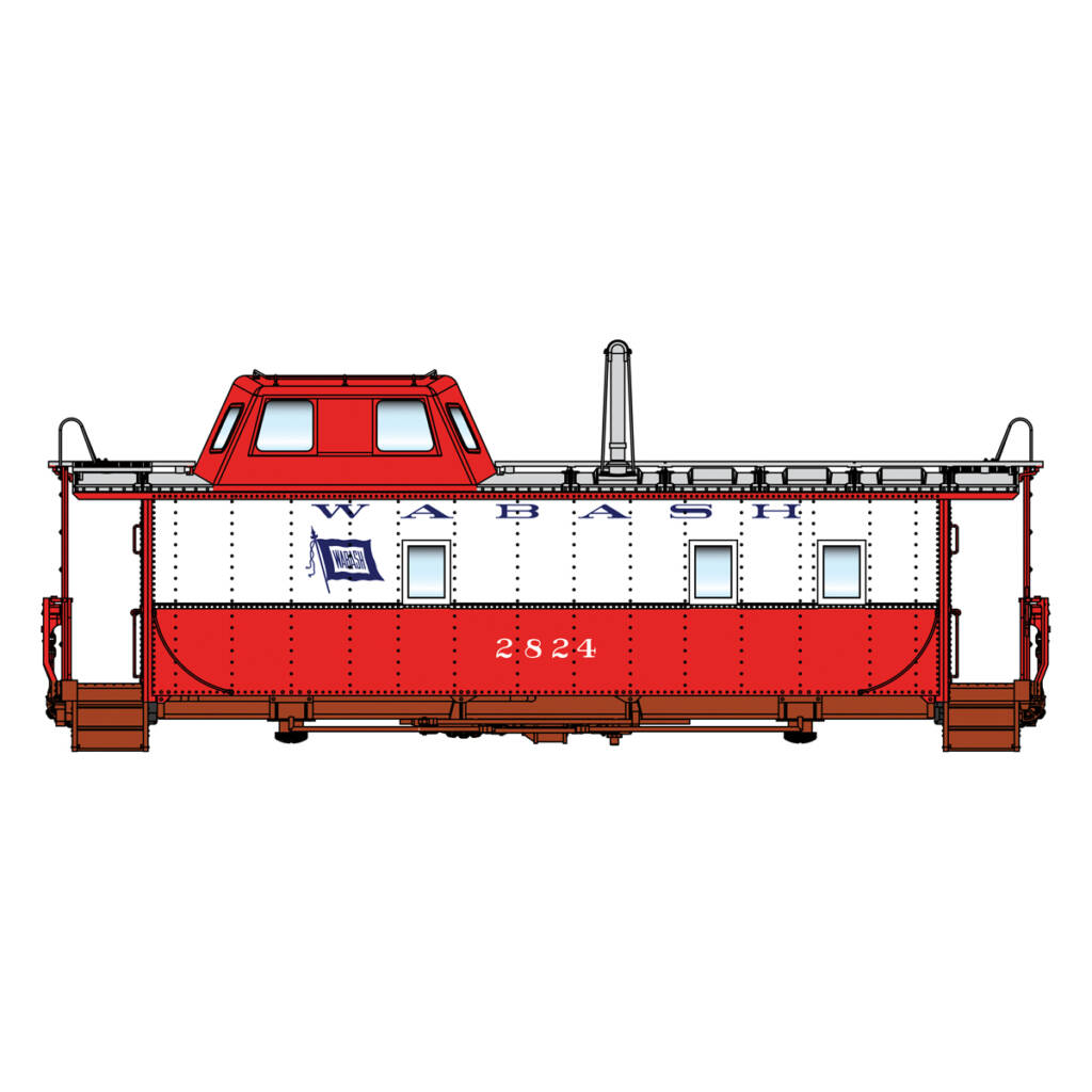 A white and red model caboose