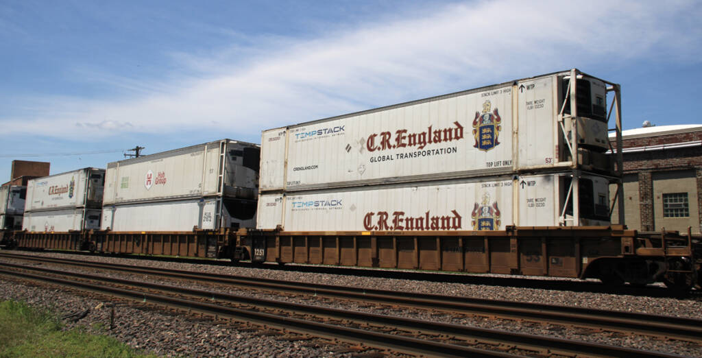 Refrigerated containers on intermodal train