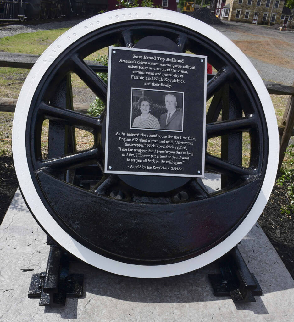 Plaque mounted on locomotive driving whel