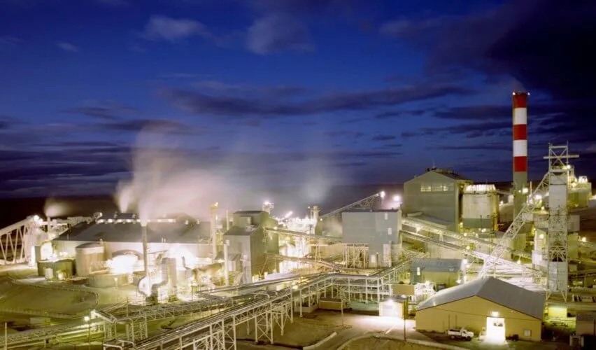 Night view of mine facility