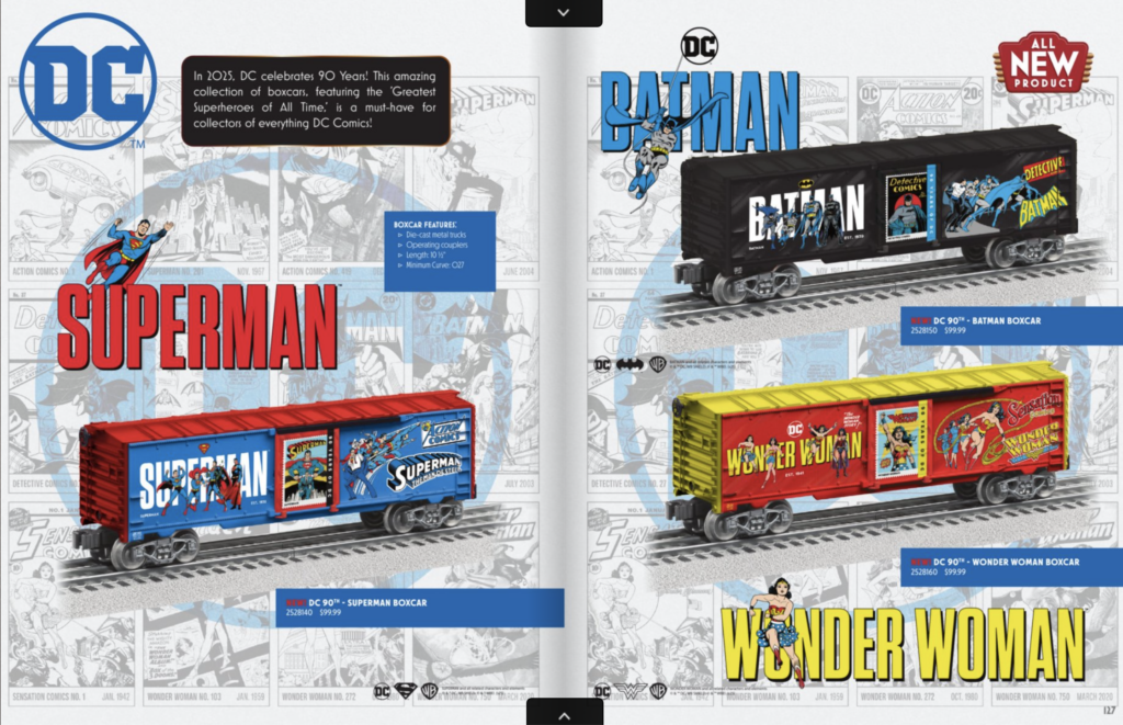 catalog page with superhero items