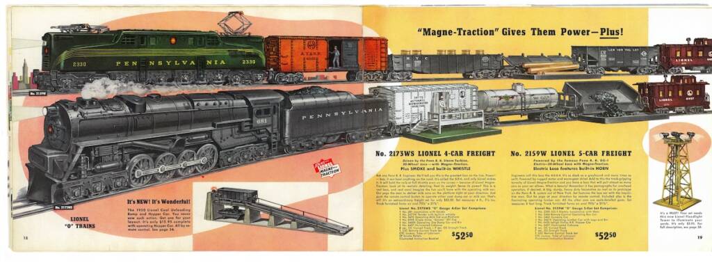 vintage catalog spread of toy trains