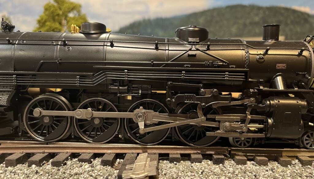 side of model steam locomotive