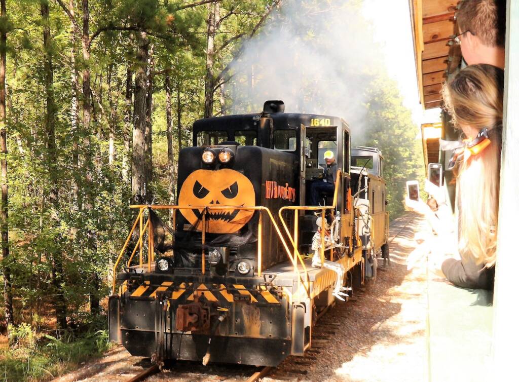 Diesel locomotive with Halloween decoration