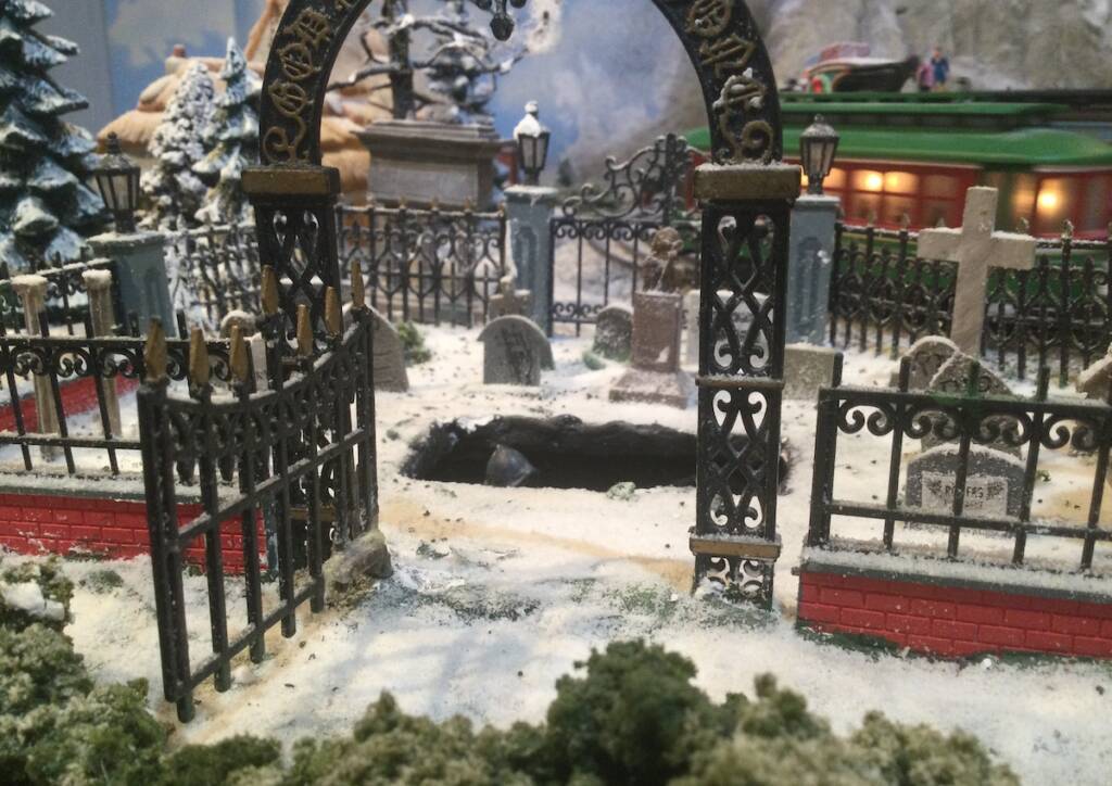 cemetery scene on train layout