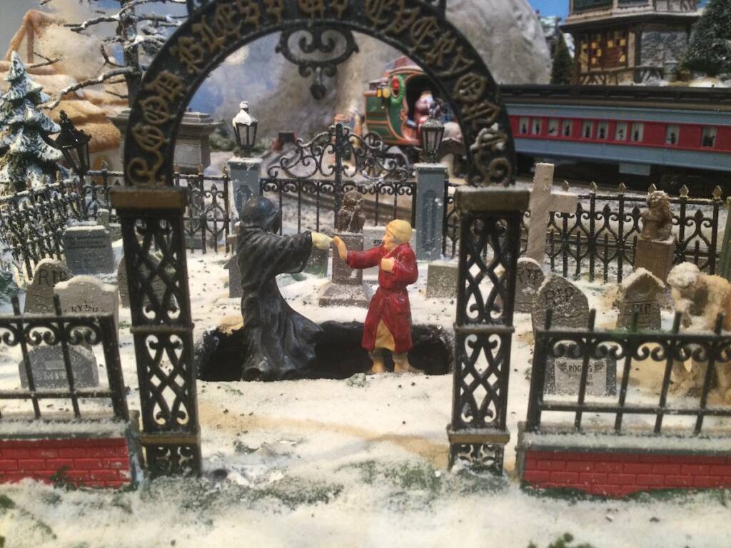 Christmas scene with ghost on train layout