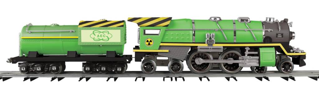 green and yellow model steam locomotive