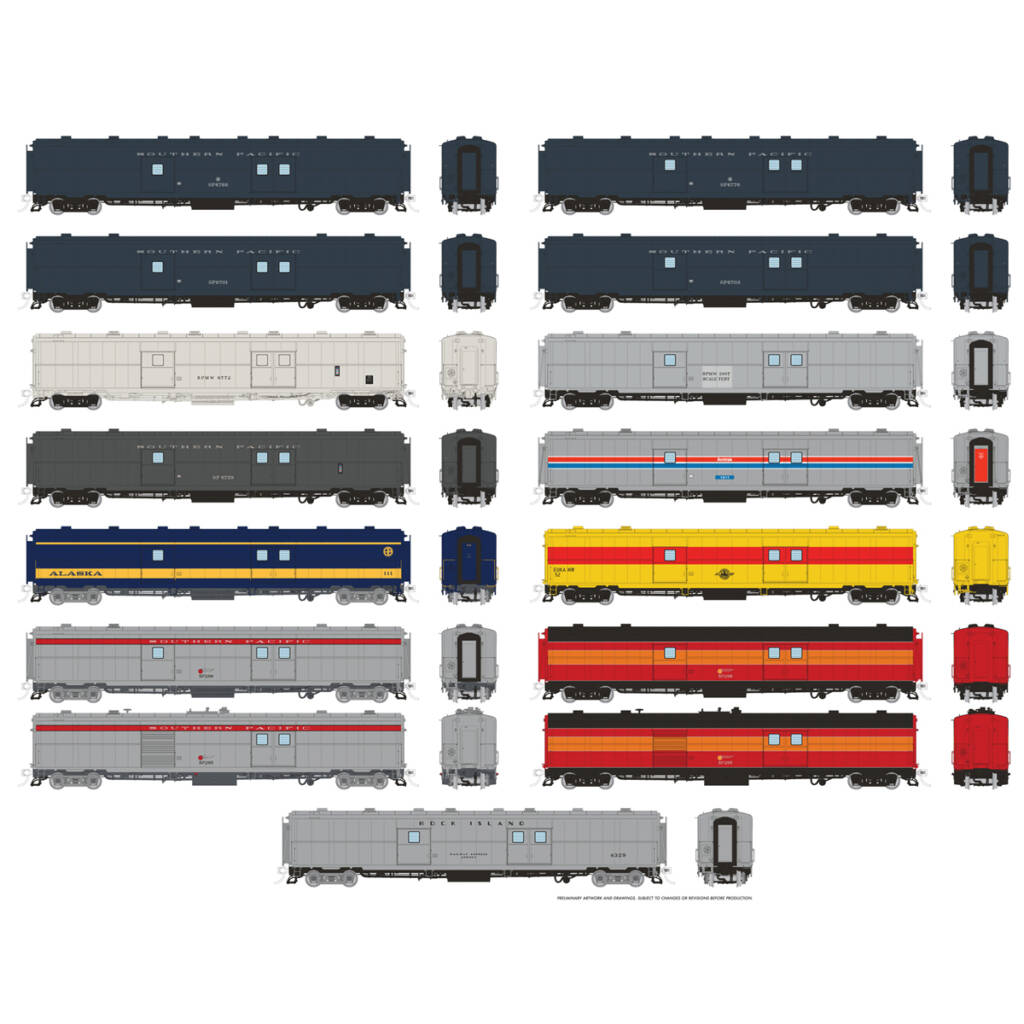 A set of various model passenger cars in colorful paint schemes