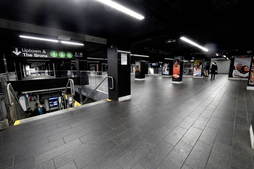 Wide view of revamped New York subway station