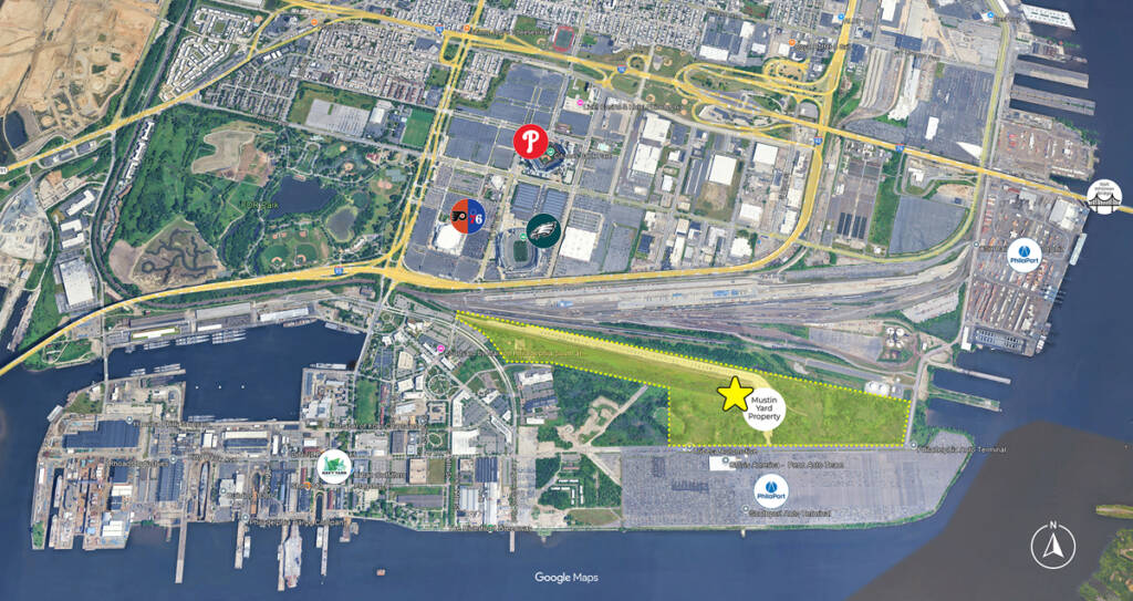 Aerial view of area around Port of Philadelphia