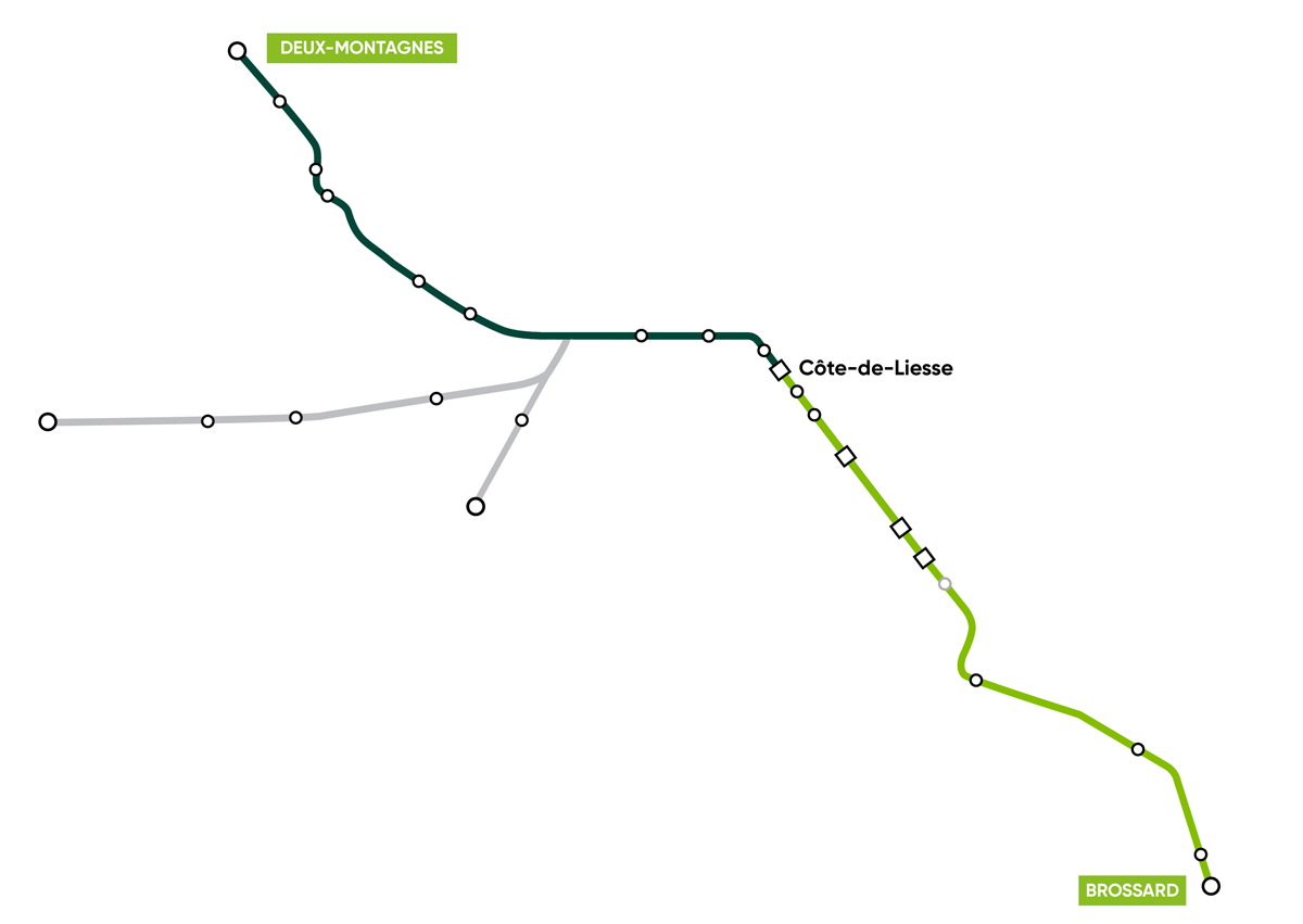 Map of Montreal light rail system