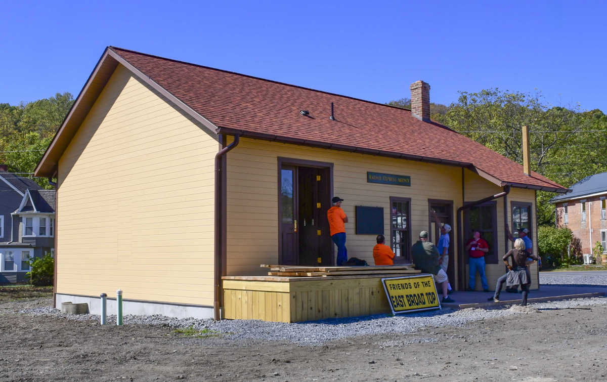 Newly built wooden railroad station