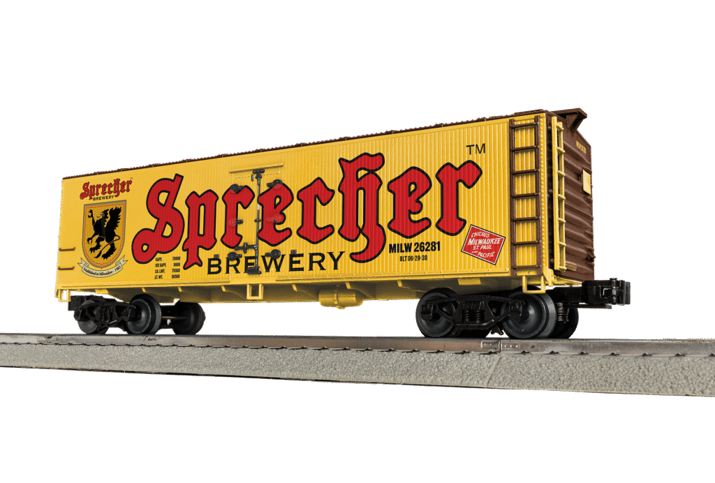 red and yellow reefer car