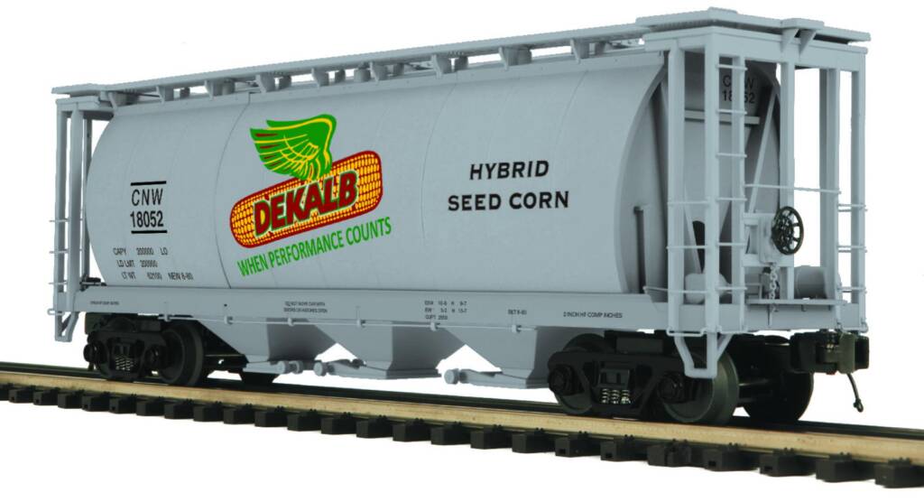 gray hopper car with corn logo