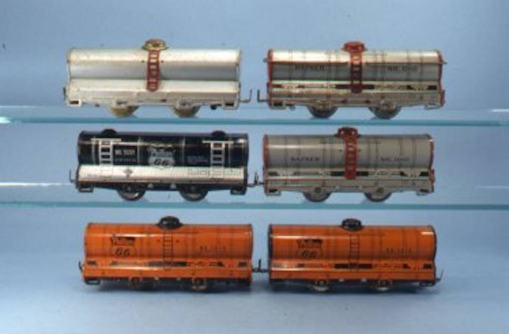six vintage tank cars