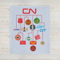A throw blanket which depicts the family tree of Canadian National