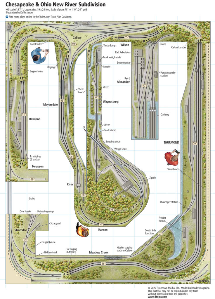 The track plan for a large model railroad layout