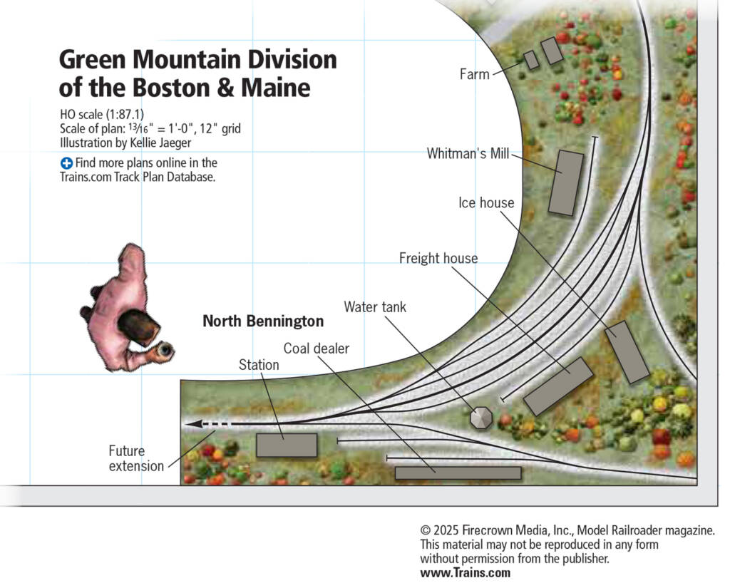 The track plan for the Green Mountain Division of the Boston & Maine model railroad layout