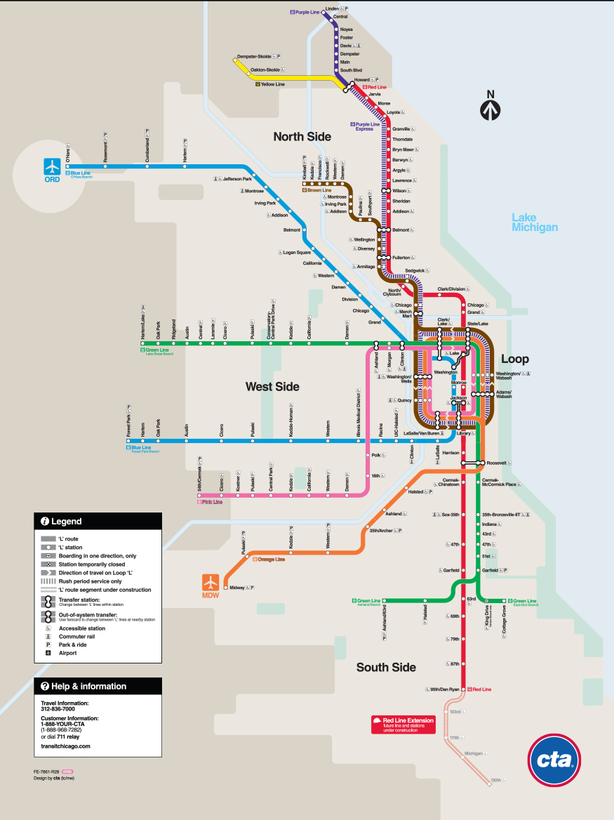 Map of Chicago Transit Authority rail system