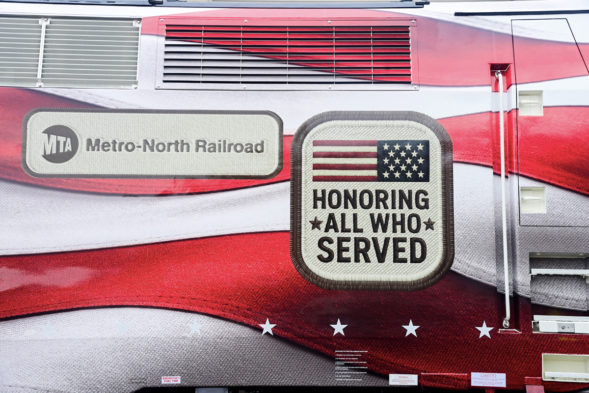 Close-up of lettering on locomotive