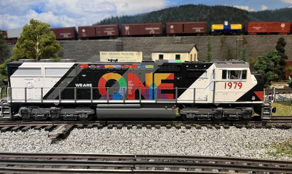 side view of model locomotive