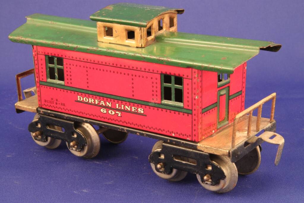 red and green toy caboose