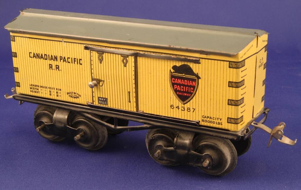 intage yellow and green model boxcar