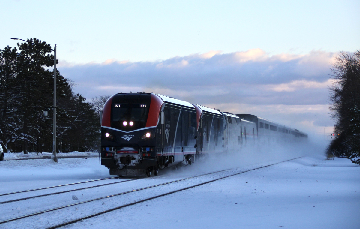 Passenger train in snow