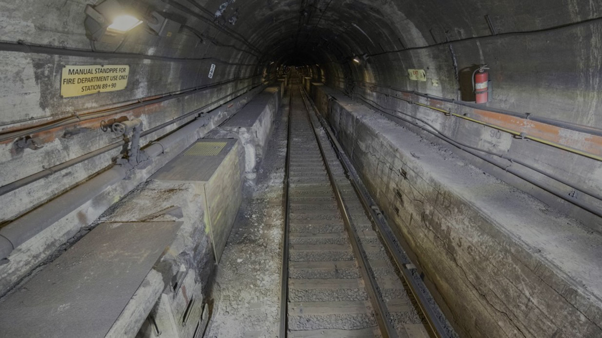Interior of railroad tunnel
