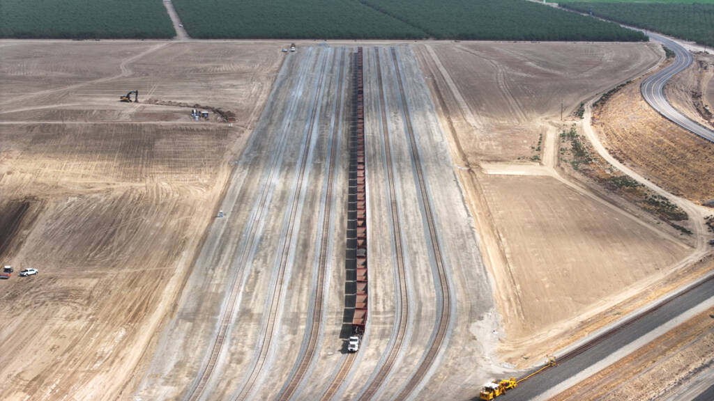 New five-track rail yard surrounded by farmland