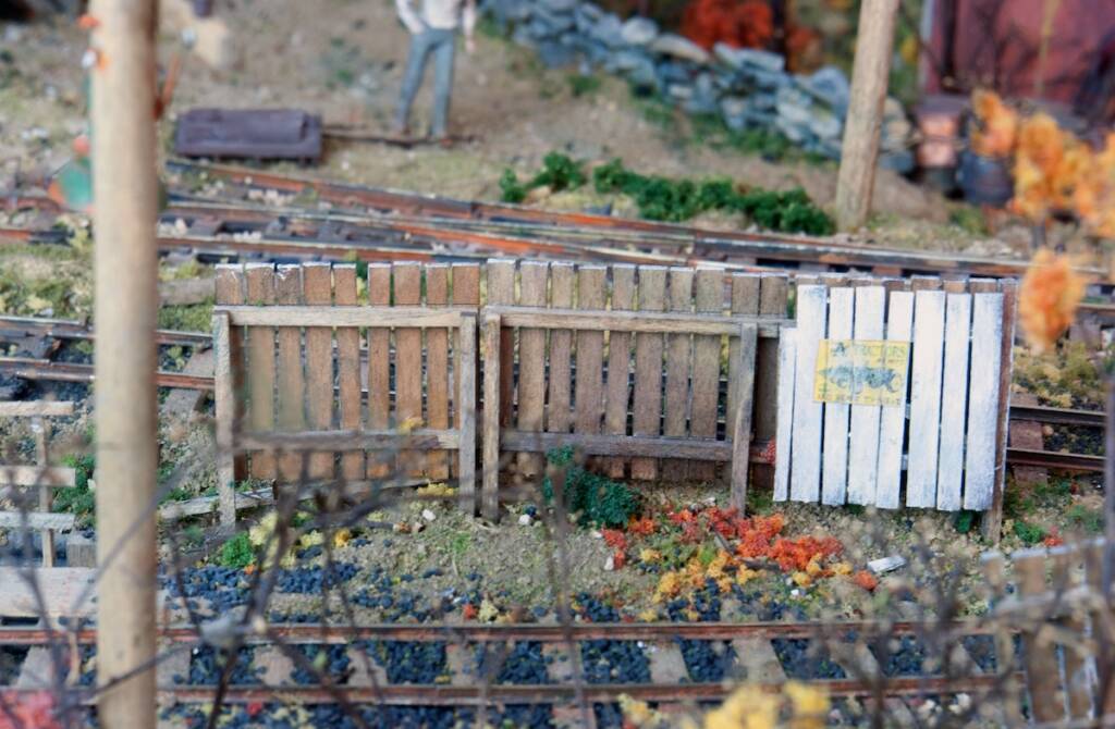 section of fencing on model train layout