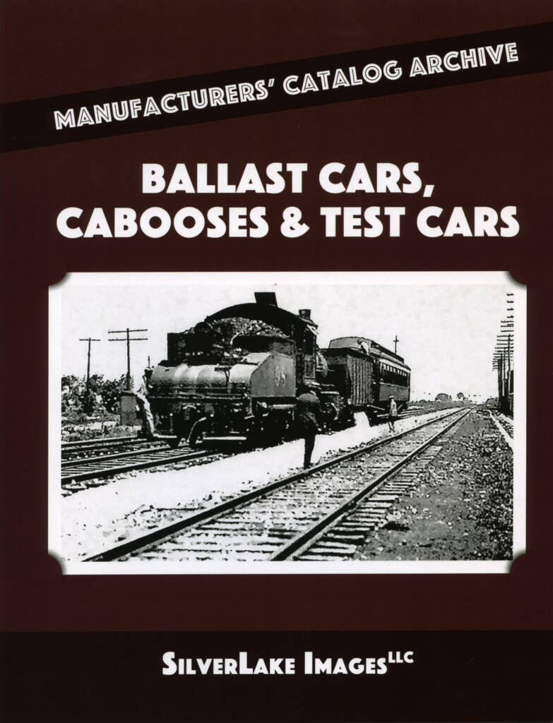 Color picture of book with two-tone brown cover, white text, and black-and-white photo of steam locomotive, ballast car, and passenger car in center.