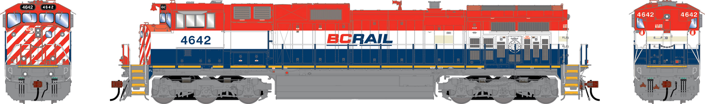 A red, white and blue model locomotive