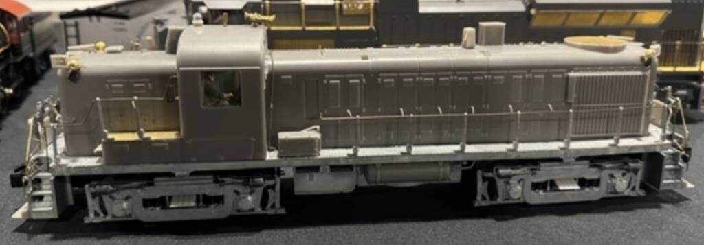 dark gray diesel locomotive model