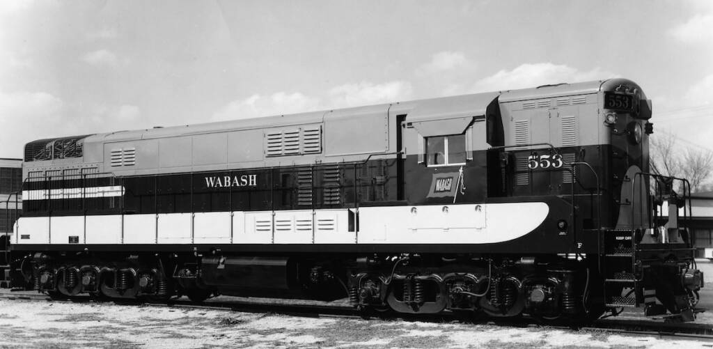 vintage black-and-white photo of diesel locomotive