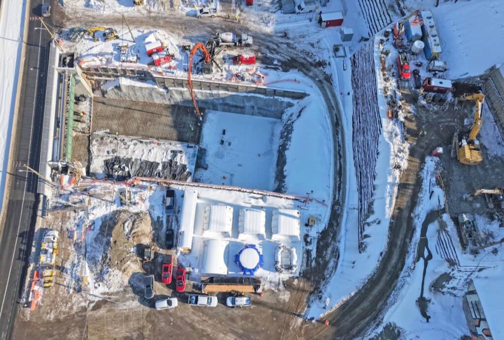 Aerial view of construction site