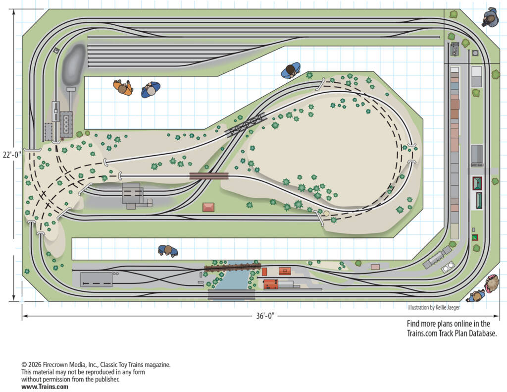 The track plan for Clem Krzeczkowski's O gauge layout