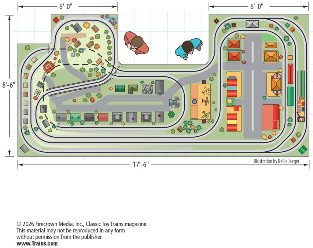 The track plan for Walt Hiteshew's O gauge layout