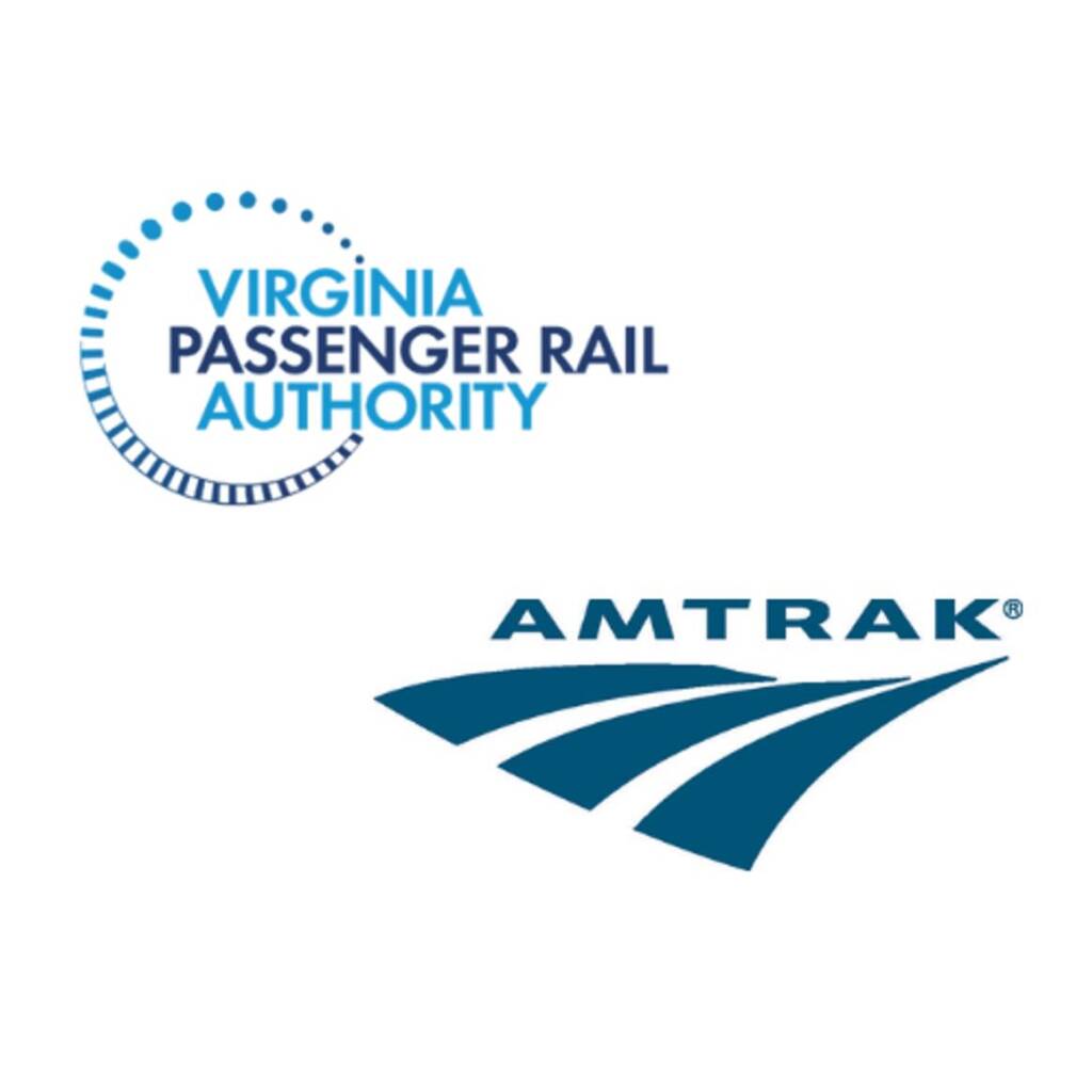 Logos of the Virginia Rail Passenger Authority and Amtrak